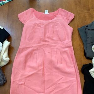 Soft Pink Linen Sundress. Side zipper, fitted.